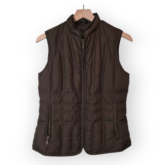 Eddie Bauer down vest womens Small brown Fully zipped quilted goose - Picture 1 of 7